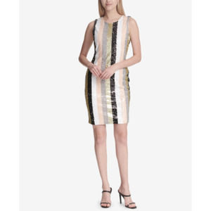NWT Calvin Klein Striped Sequin Sheath Dress Sz 12